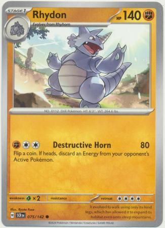 Rhydon - 075/142 - Common Scarlet &amp; Violet: Stellar Crown Singles