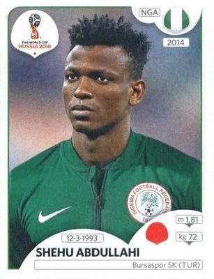 Shehu Abdullahi 2018 Panini World Cup Stickers Russia #324  Nigeria Soccer Sticker