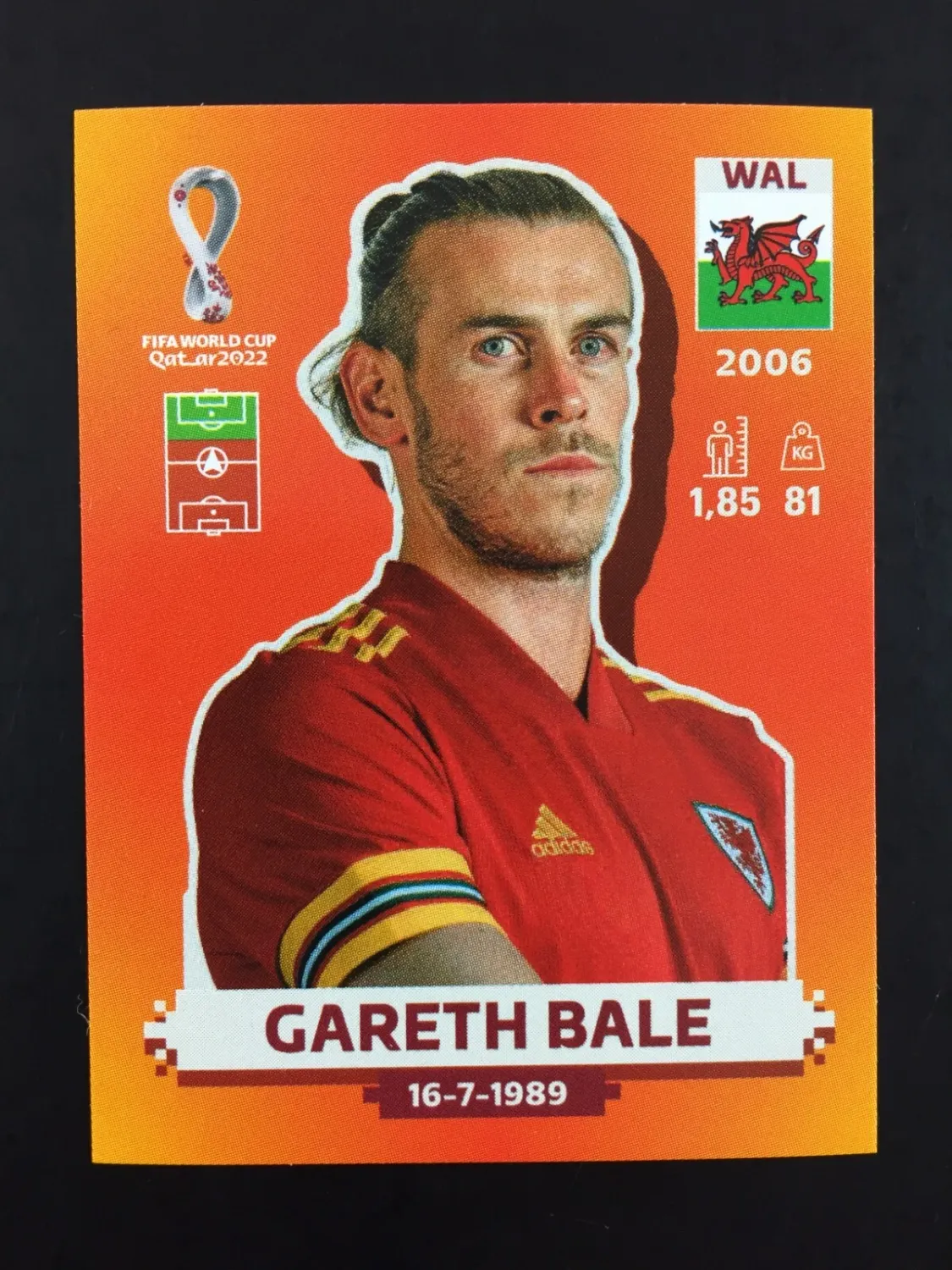 Gareth Bale Panini Mundial Catar 2022 / Naranja #WAL 16