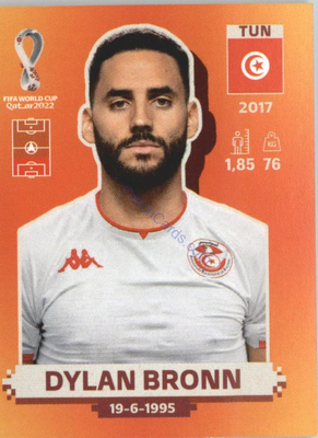 Dylan Bronn 2022 Panini WC Qatar Sticker #TUN 4 Tunisia, Tunis