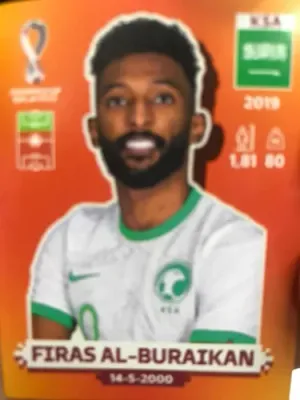 Firas Al-bBuraikan Ksa 17 Mundial Qatar 2022 Panini
