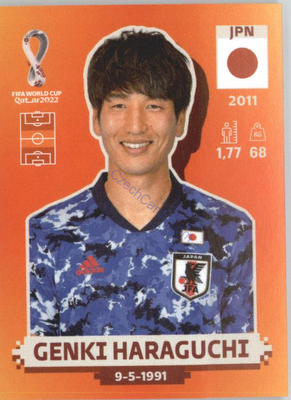 Genki Haraguchi 2022 Panini WC Qatar Sticker #JPN 10 Japan, Japonsko
