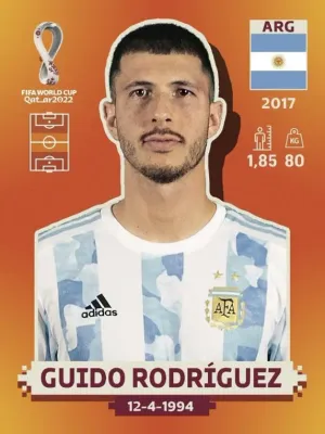 Guido Rodríguez Figurita Mundial Qatar 2022 Panini # Arg13