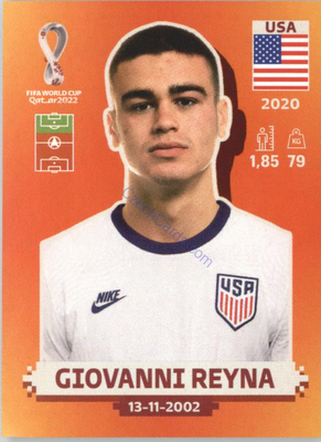 Giovanni Reyna 2022 Panini WC Qatar Sticker #USA 18 USA