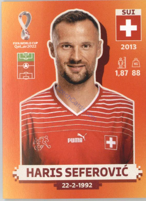 Haris Seferović 2022 Panini WC Qatar Sticker #SUI 18 Switzerland, Švýcarsko