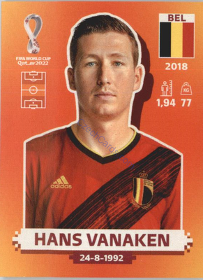 Hans Vanaken 2022 Panini WC Qatar Sticker #BEL 14 Belgium Belgie