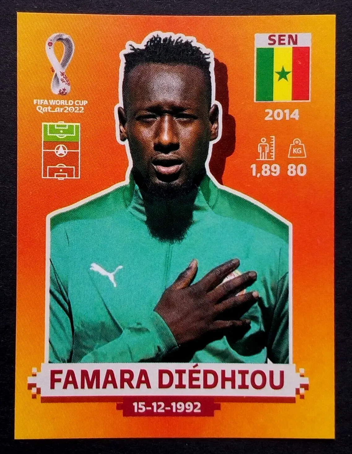 FAMARA DIEDHIOU  2022 FIFA WC Qatar PANINI Sticker #054 SEN 16