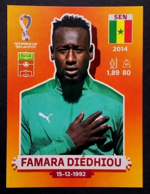 FAMARA DIEDHIOU  2022 FIFA WC Qatar PANINI Sticker #054 SEN 16