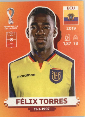 Félix Torres 2022 Panini WC Qatar Sticker #ECU 9