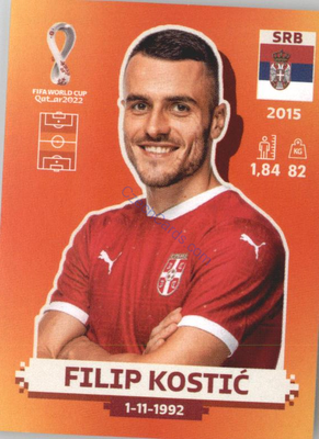 Filip Kostić 2022 Panini WC Qatar Sticker #SRB 9