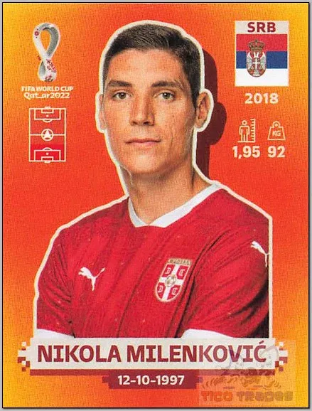 Nikola Milenkovic, Orange - SRB4 , COPA MUNDIAL QATAR PANINI 2022