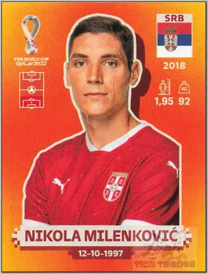 Nikola Milenkovic, Orange - SRB4 , COPA MUNDIAL QATAR PANINI 2022