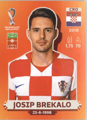 Josip Brekalo 2022 Panini WC Qatar Sticker #CRO 16, Croatia, Chorvatsko