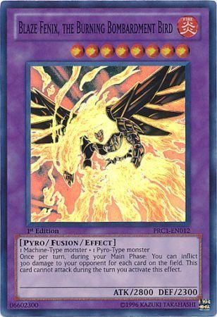 Blaze Fenix, the Burning Bombardment Bird - PRC1-EN012 - Super Rare Yu-Gi-Oh! Promo Cards