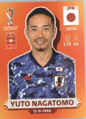 Yuto Nagatomo 2022 Panini WC Qatar Sticker #JPN 4 Japan, Japonsko