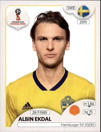 Albin Ekdal -2018 Panini World Cup Stickers Russia #475 Sweden Soccer Sticker