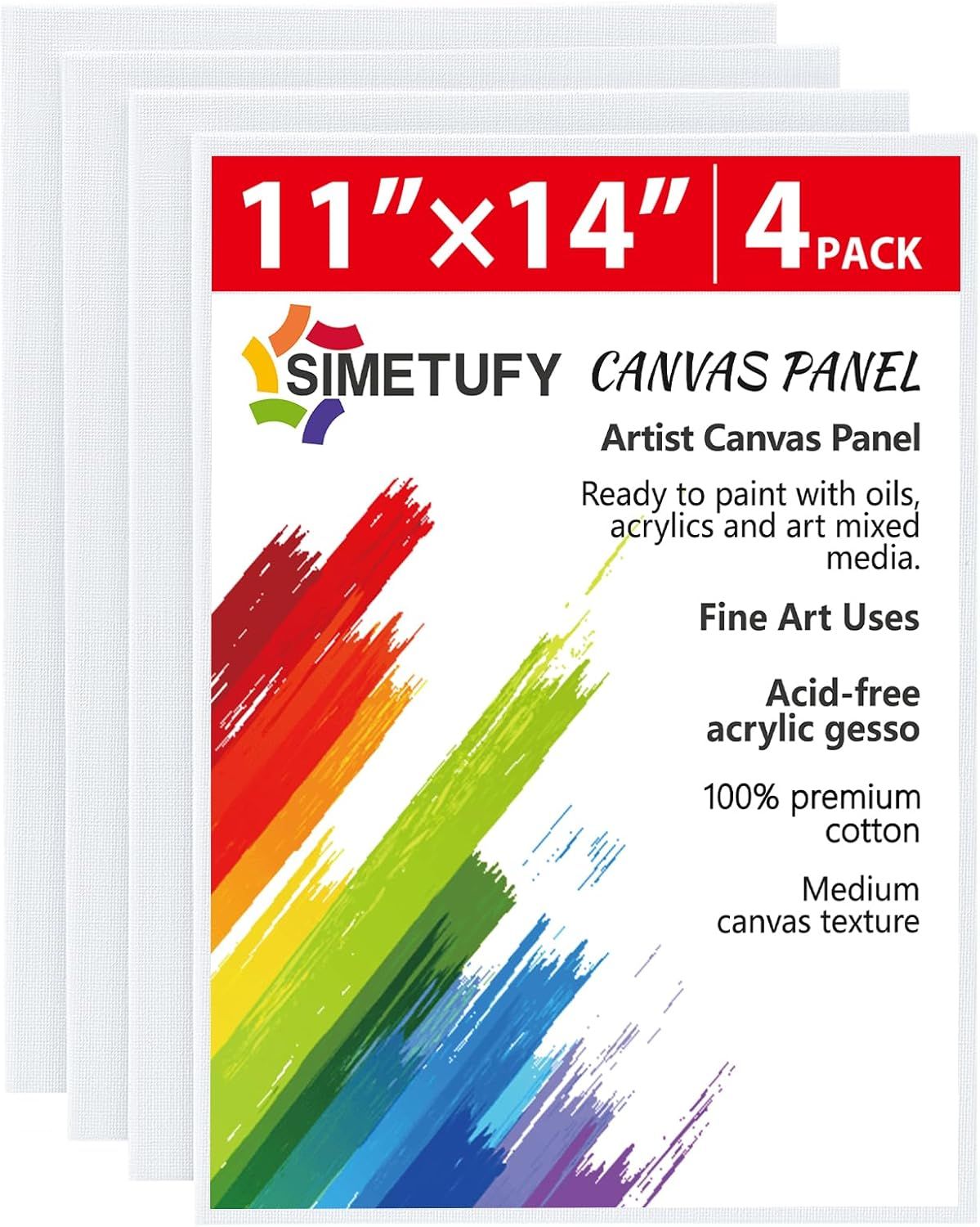 NELA Simetufy 11x14 Tableros de Lona para Pintar Paquete de 4 Nuevo Sellado