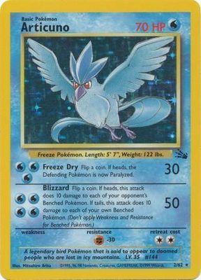 SJ Articuno - 2/62 - Holo Unlimited Fossil Unlimited Singles