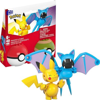 SJ Mega Blocks Pikachu Zubbat Pokemon Figura Nuevo Sellado