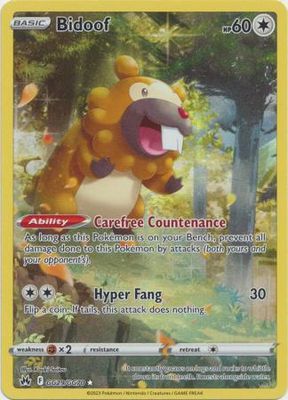 SJ Bidoof - GG29/GG70 - Holo Rare Crown Zenith Singles