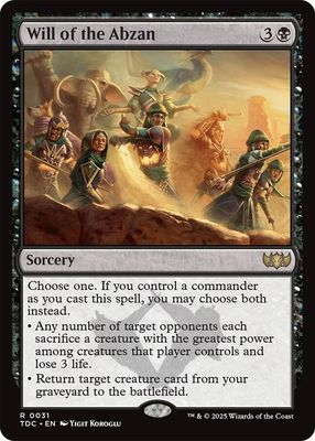 SJ Will of the Abzan - Commander: Tarkir: Dragonstorm (TDC) Commander: Tarkir: Dragonstorm