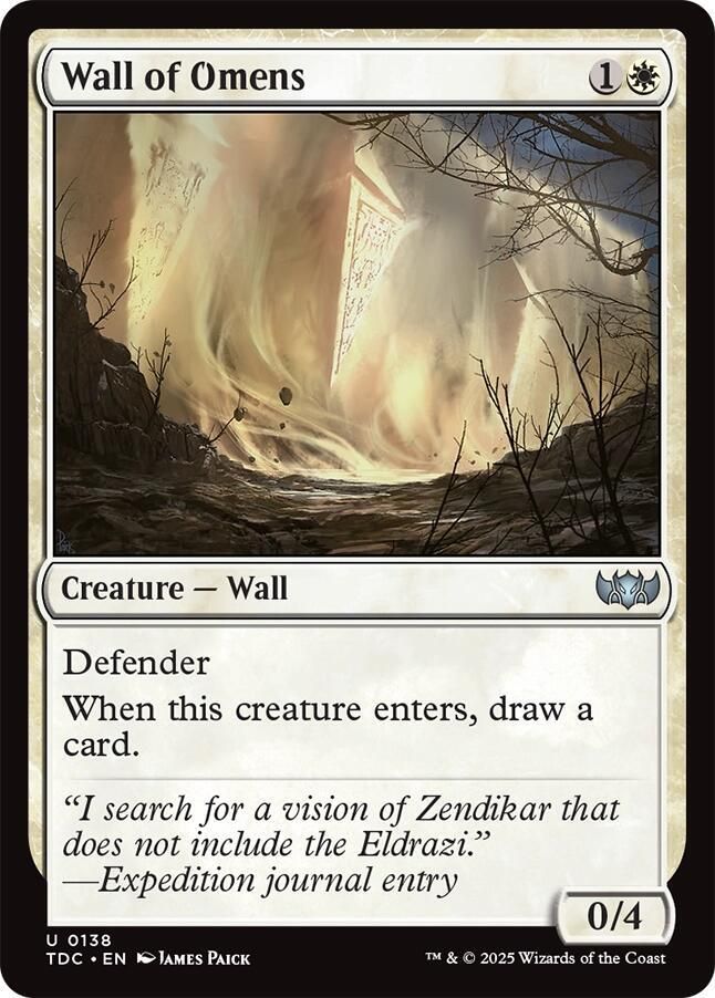 SJ Wall of Omens - Commander: Tarkir: Dragonstorm (TDC) Commander: Tarkir: Dragonstorm