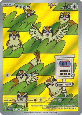 SJ Pidgey - 207/197 - Illustration Rare Scarlet &amp; Violet: Obsidian Flames Singles