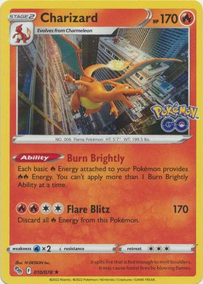 SJ Charizard - 010/078 - Holo Rare Pokemon Go Singles