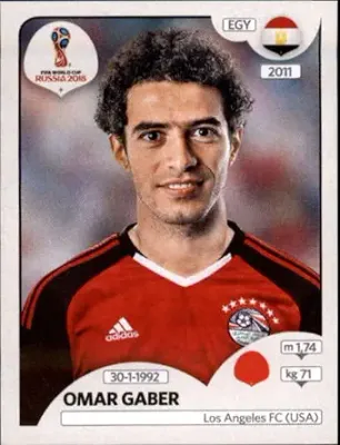 2018 Panini World Cup Stickers Russia #65 Omar Gaber Egypt Futbol Soccer Sticker