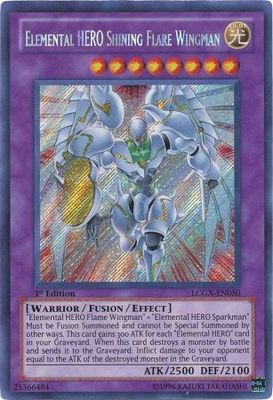 SJ Elemental Hero Shining Flare Wingman - LCGX-EN050 - Secret Rare 1st Edition Legendary Collection 2 1st Edition Singles
