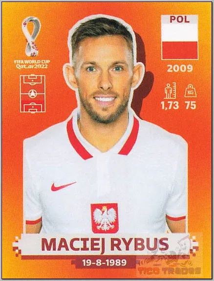 Maciej Rybus,Orange - POL9 Panini Qatar Copa Mundial 2022
