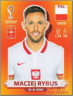 Maciej Rybus,Orange - POL9 Panini Qatar Copa Mundial 2022