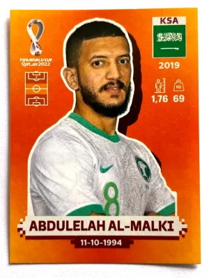 ADBULLAH AL-MALKIPegatina Panini 2022 FIFA WC Qatar #164 KSA 12