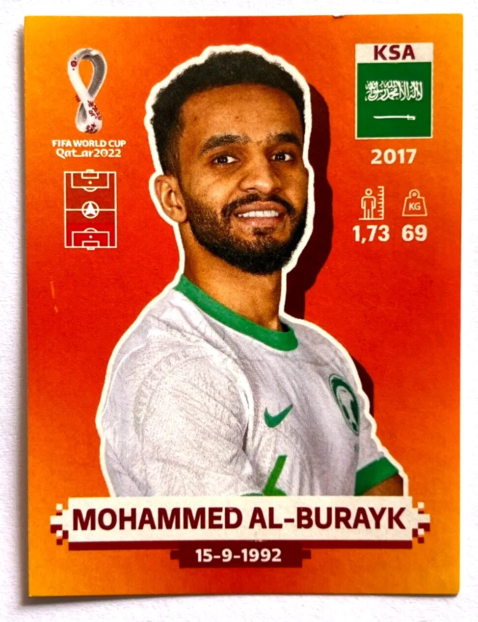MOHAMMED AL-BURAYK  Pegatina Panini 2022 Copa Mundial de la FIFA Qatar  KSA 6