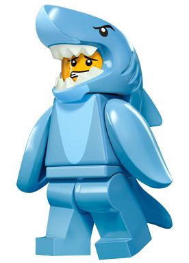 NELA Shark Suit Lego Mini Figura Traje de Tiburon