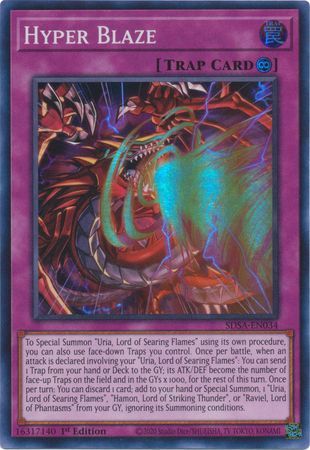 Hyper Blaze - SDSA-EN034 - Super Rare 1st Edition Structure Deck: Sacred Beasts 1st Edition Singles