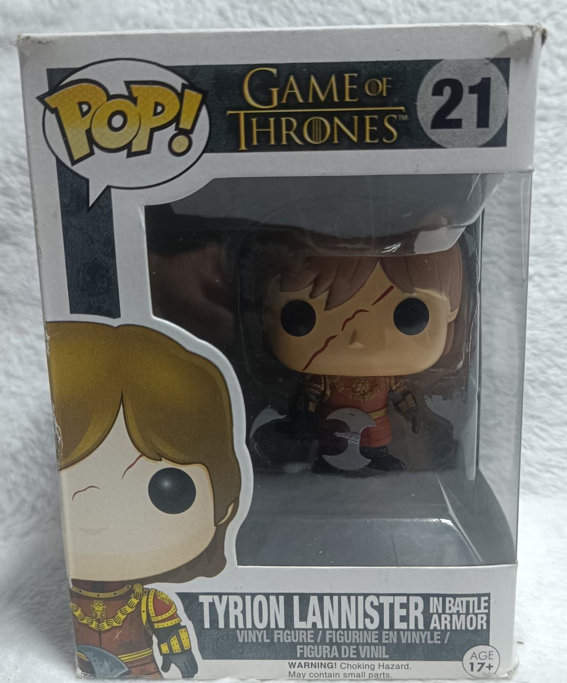 NELA-m, Tyrion Lannister in battle Armor Figura Funko Pop #21, Caja Dañada