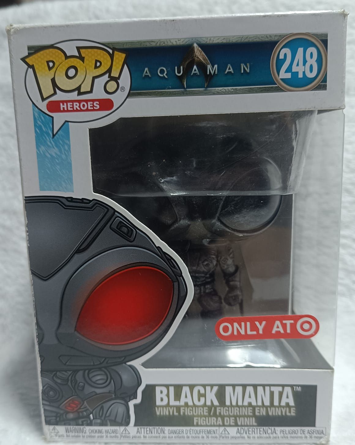 NELA-m, Black Manta Figura Funko Pop Aquaman, Caja Dañada.