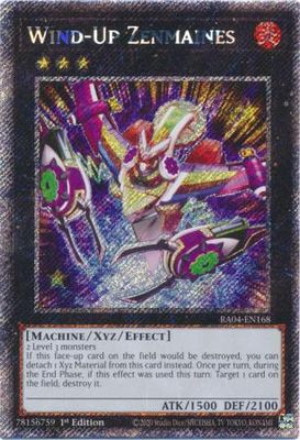 Wind-Up Zenmaines - RA04-EN168 - Platinum Secret Rare 1st Edition Quarter Century Stampede 1st Edition Singles