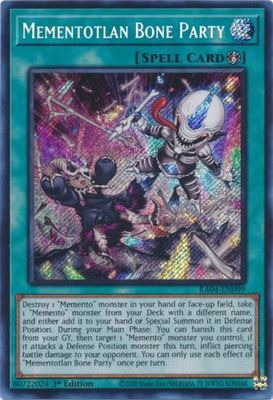 Mementotlan Bone Party - RA04-EN099 - Secret Rare 1st Edition Quarter Century Stampede 1st Edition Singles