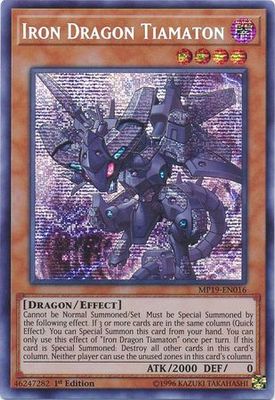 Iron Dragon Tiamaton - MP19-EN016 - Prismatic Secret Rare 1st Edition Yu-Gi-Oh! 2019 Mega-Tins: Gold Sarcophagus Tin Mega Pack Singles (Espanol)