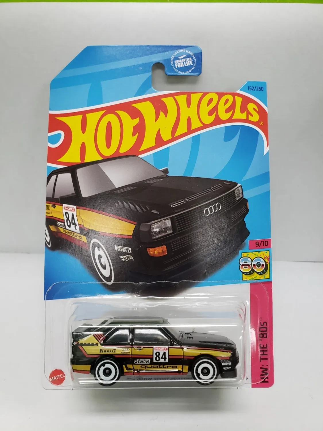 BAF1 Hot Wheels &#39;84 Audi Sport Quattro #152 HW The 80&#39;s Black 2023 Castrol Pirelli