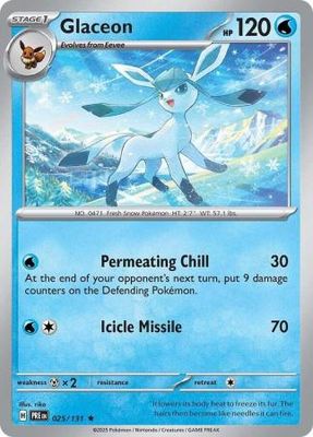 Glaceon - 025/131 - Holo Rare Scarlet &amp; Violet: Prismatic Evolutions Singles