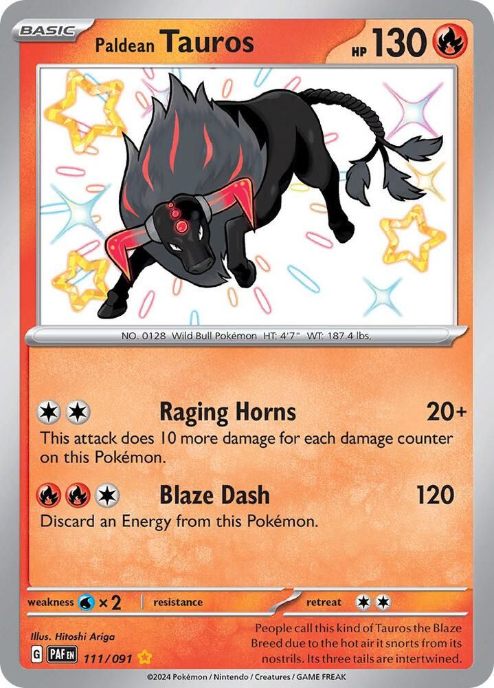Paldean Tauros - 111/091 - SV: Paldean Fates (PAF) SV: Paldean Fates