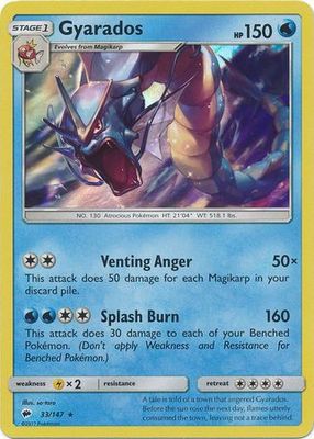 Gyarados - 33/147 - Holo Rare Sun &amp; Moon: Burning Shadows Singles
