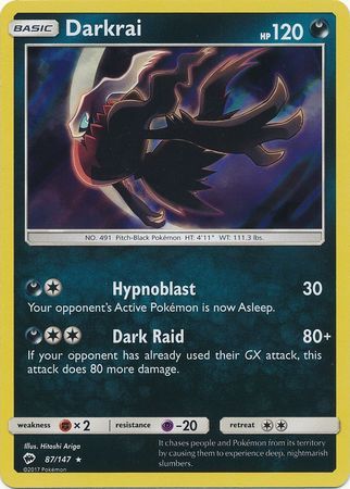 Darkrai - 87/147 - Holo Rare Sun &amp; Moon: Burning Shadows Singles