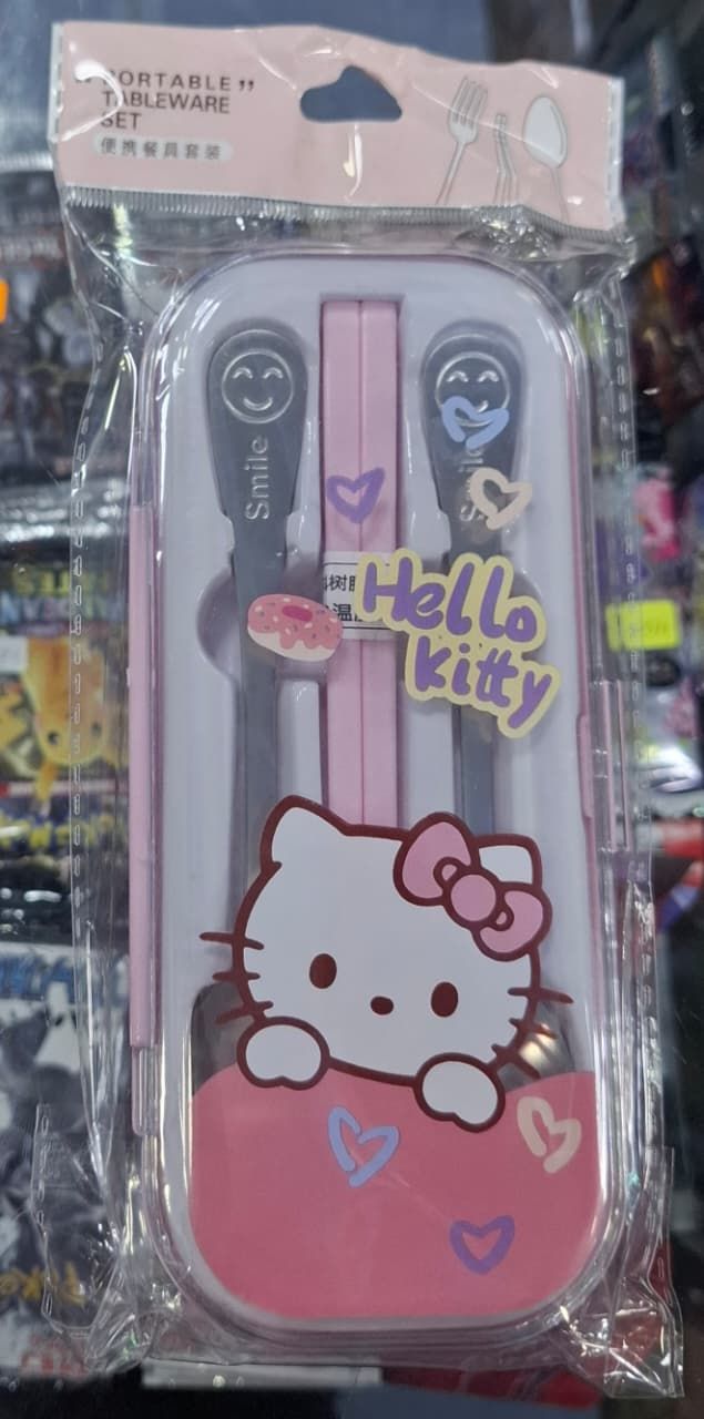 SJ Hello Kitty Cuchara Tenedor Palillos Sanrio Nuevo