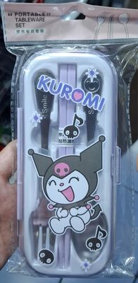 SJ Kuromi Set Cuchara Tenedor Palillos