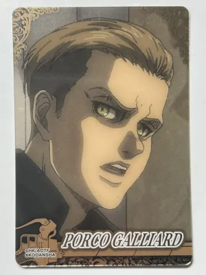 SH Attack On Titan Metallic Collector Card from Kodansha Japan- Porco Galliard Wafer Card