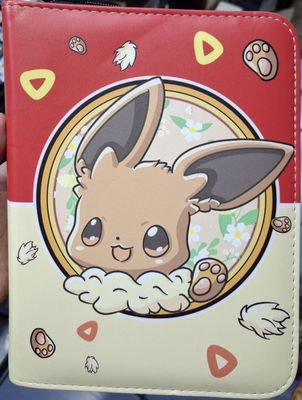 SJ Folder Pokemon TCG Eevee Folder para Guardar Cartas de Pokemon Con Hojas